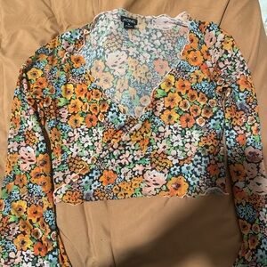 Monki Colorful Floral Crop Top